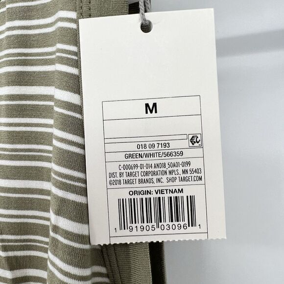 Womens Green Striped Maxi Tank Shirt Dress M Beach Vacation Cruise Summer - Picture 5 of 12